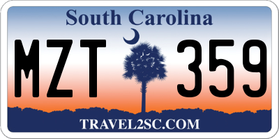 SC license plate MZT359