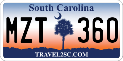 SC license plate MZT360