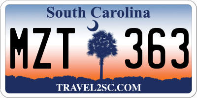 SC license plate MZT363