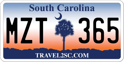 SC license plate MZT365
