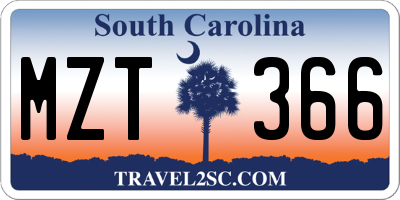 SC license plate MZT366