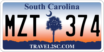 SC license plate MZT374