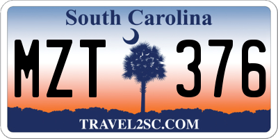 SC license plate MZT376