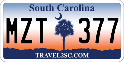 SC license plate MZT377