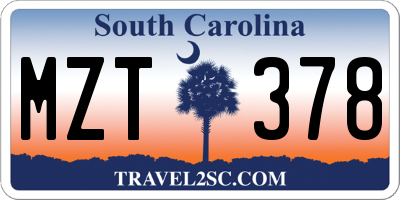 SC license plate MZT378