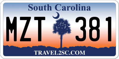 SC license plate MZT381