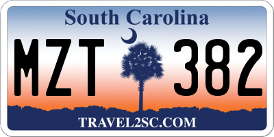 SC license plate MZT382