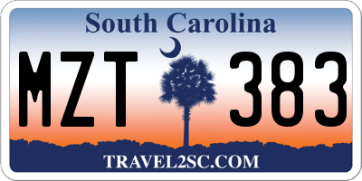 SC license plate MZT383