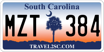 SC license plate MZT384