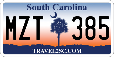 SC license plate MZT385
