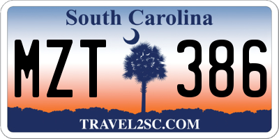 SC license plate MZT386
