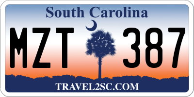 SC license plate MZT387