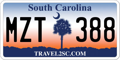 SC license plate MZT388