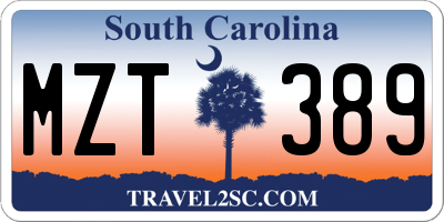 SC license plate MZT389