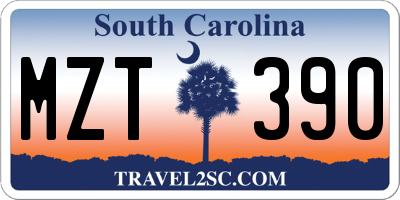 SC license plate MZT390