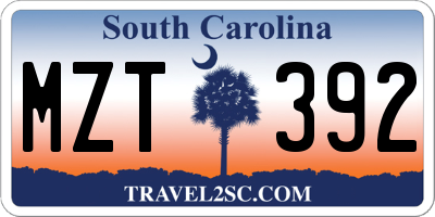 SC license plate MZT392