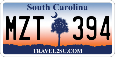 SC license plate MZT394