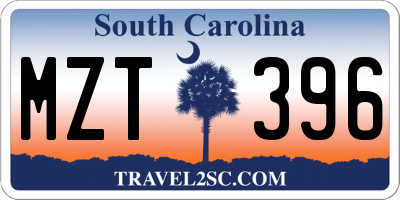 SC license plate MZT396