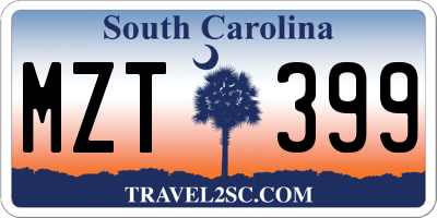 SC license plate MZT399