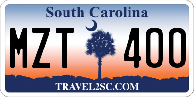 SC license plate MZT400