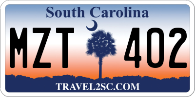 SC license plate MZT402