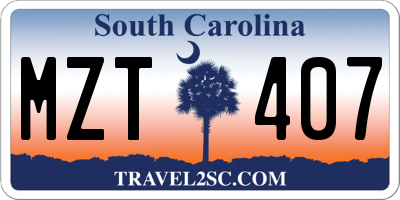 SC license plate MZT407