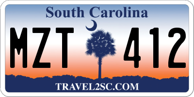 SC license plate MZT412