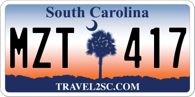 SC license plate MZT417