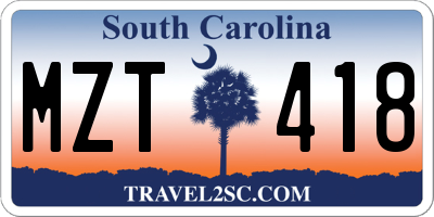 SC license plate MZT418