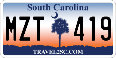 SC license plate MZT419