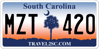SC license plate MZT420
