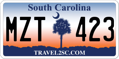SC license plate MZT423