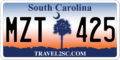 SC license plate MZT425