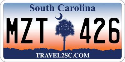 SC license plate MZT426