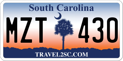 SC license plate MZT430