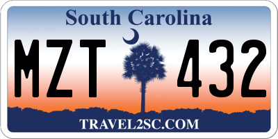 SC license plate MZT432