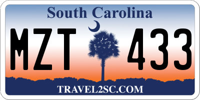 SC license plate MZT433