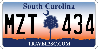 SC license plate MZT434