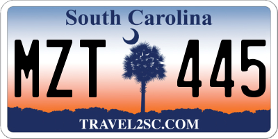 SC license plate MZT445