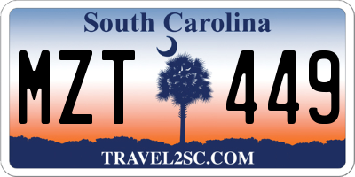 SC license plate MZT449