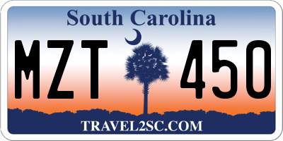 SC license plate MZT450