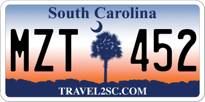 SC license plate MZT452