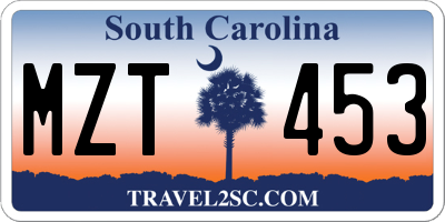 SC license plate MZT453