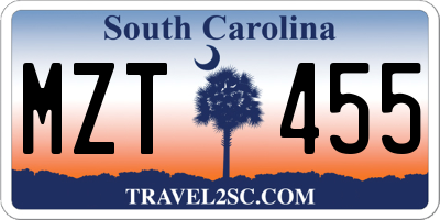 SC license plate MZT455