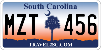 SC license plate MZT456