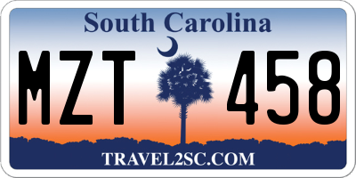 SC license plate MZT458