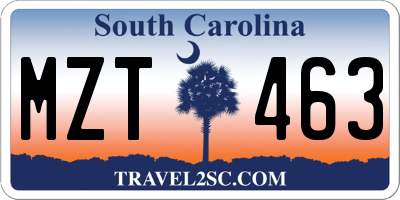SC license plate MZT463