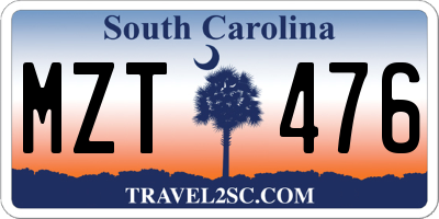 SC license plate MZT476