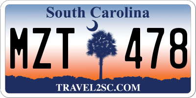 SC license plate MZT478