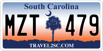 SC license plate MZT479